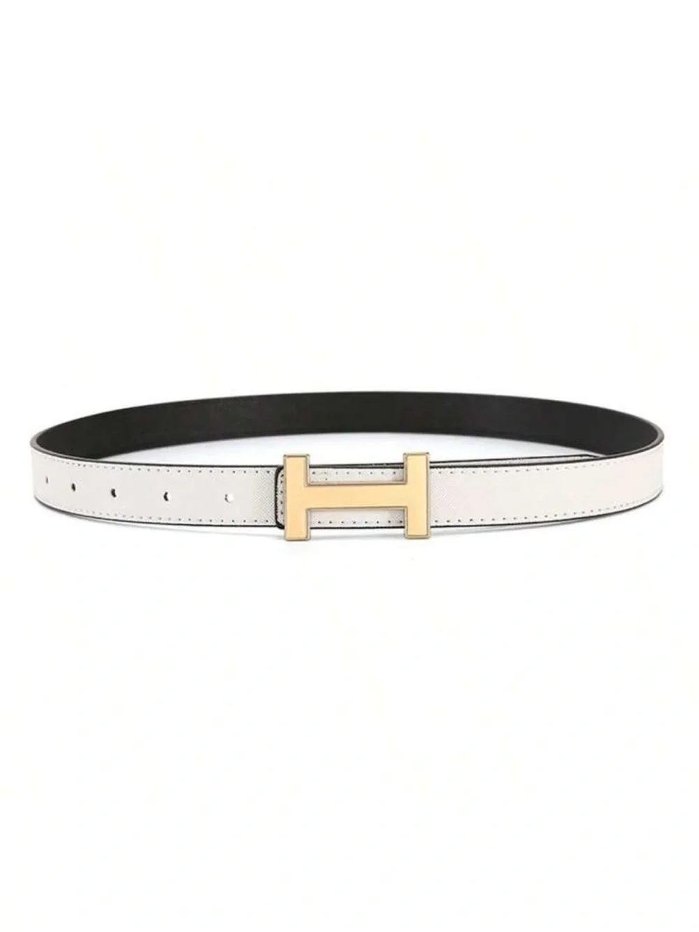 3 Pack Belt Bundle. White Belt with Gold H Buckle, and Regular Brown and Black